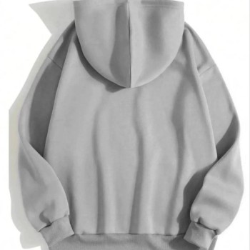 Kadın Kapüşonlu Kanguru Cepli 3 İplik Pamuklu Düz Hoodie Sweatshirt - Gri Kadın Kapüşonlu Kanguru Cepli 3 İplik Pamuklu Düz Hoodie Sweatshirt - Gri