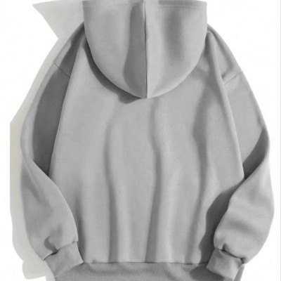 Kadın Kapüşonlu Kanguru Cepli 3 İplik Pamuklu Düz Hoodie Sweatshirt - Gri Kadın Kapüşonlu Kanguru Cepli 3 İplik Pamuklu Düz Hoodie Sweatshirt - Gri