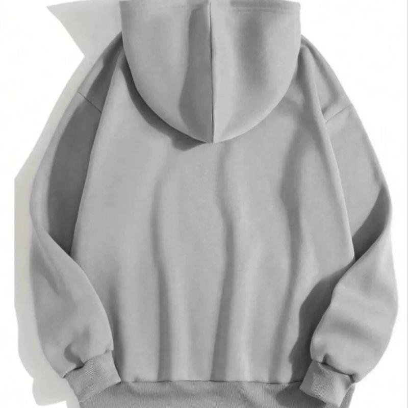 Kadın Kapüşonlu Kanguru Cepli 3 İplik Pamuklu Düz Hoodie Sweatshirt - Gri Kadın Kapüşonlu Kanguru Cepli 3 İplik Pamuklu Düz Hoodie Sweatshirt - Gri