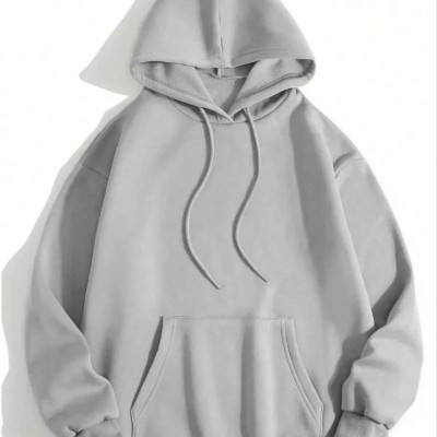 Kadın Kapüşonlu Kanguru Cepli 3 İplik Pamuklu Düz Hoodie Sweatshirt - Gri Kadın Kapüşonlu Kanguru Cepli 3 İplik Pamuklu Düz Hoodie Sweatshirt - Gri