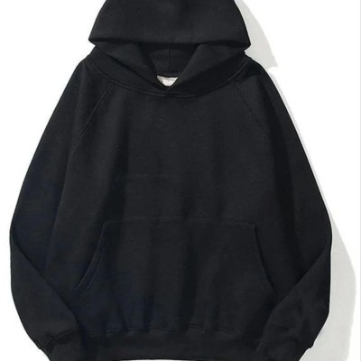 Kadın Kapüşonlu Kanguru Cepli 3 İplik Pamuklu Düz Hoodie Sweatshirt - Siyah Kadın Kapüşonlu Kanguru Cepli 3 İplik Pamuklu Düz Hoodie Sweatshirt - Siyah
