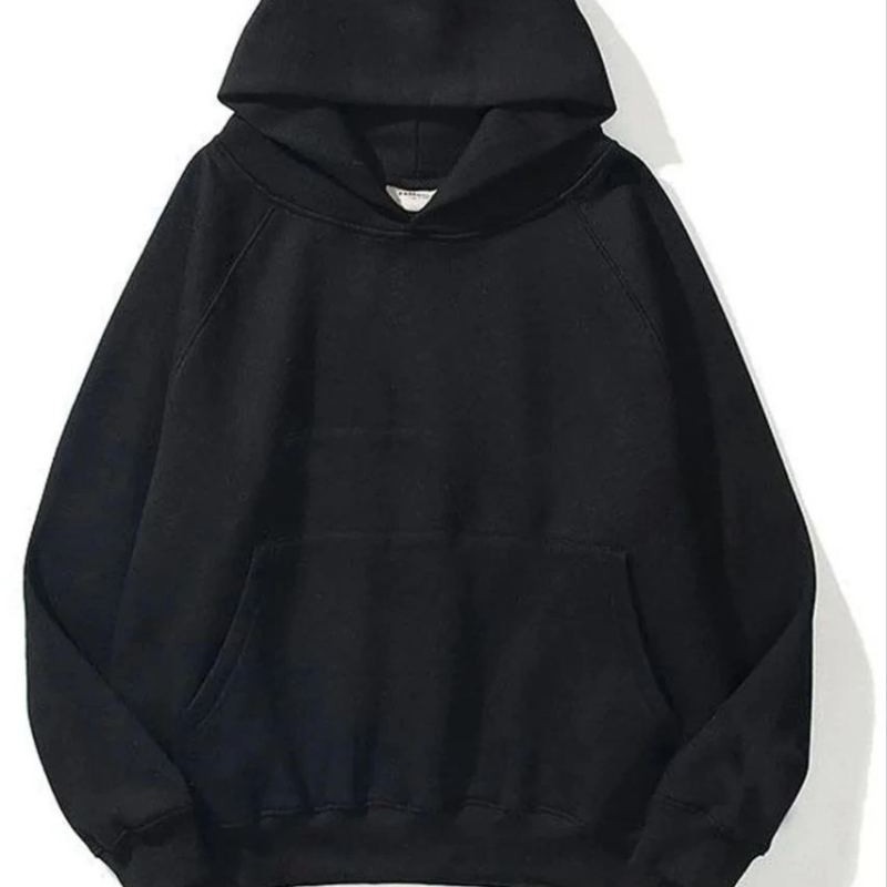 Kadın Kapüşonlu Kanguru Cepli 3 İplik Pamuklu Düz Hoodie Sweatshirt - Siyah Kadın Kapüşonlu Kanguru Cepli 3 İplik Pamuklu Düz Hoodie Sweatshirt - Siyah