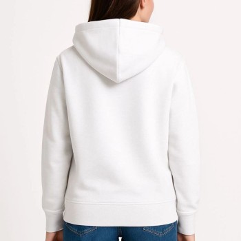 Kadın Kapüşonlu Kanguru Cepli 3 İplik Pamuklu Oversize Hoodie Sweatshirt - Beyaz Kadın Kapüşonlu Kanguru Cepli 3 İplik Pamuklu Oversize Hoodie Sweatshirt - Beyaz