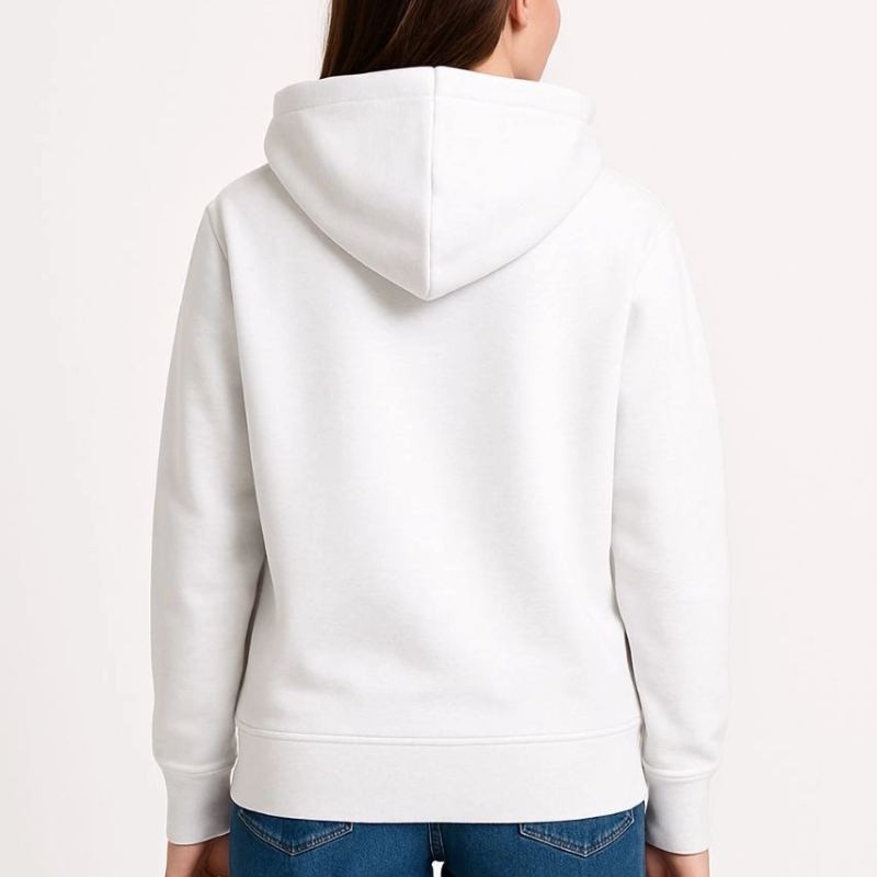 Kadın Kapüşonlu Kanguru Cepli 3 İplik Pamuklu Oversize Hoodie Sweatshirt - Beyaz Kadın Kapüşonlu Kanguru Cepli 3 İplik Pamuklu Oversize Hoodie Sweatshirt - Beyaz