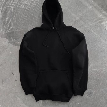 Kadın Kapüşonlu Kanguru Cepli 3 İplik Pamuklu Oversize Hoodie Sweatshirt - Siyah Kadın Kapüşonlu Kanguru Cepli 3 İplik Pamuklu Oversize Hoodie Sweatshirt - Siyah