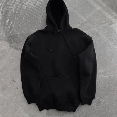Kadın Kapüşonlu Kanguru Cepli 3 İplik Pamuklu Oversize Hoodie Sweatshirt - Siyah Kadın Kapüşonlu Kanguru Cepli 3 İplik Pamuklu Oversize Hoodie Sweatshirt - Siyah
