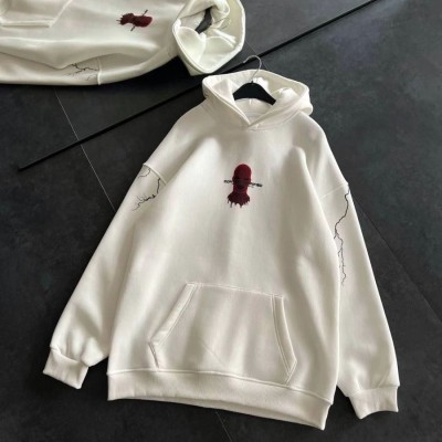 Kadın Kapüşonlu Kanguru Cepli Sweatshirt 3 İplik Pamuklu Baskılı Hoodie - Beyaz Kadın Kapüşonlu Kanguru Cepli Sweatshirt 3 İplik Pamuklu Baskılı Hoodie - Beyaz