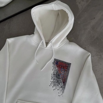 Kadın Kapüşonlu Kanguru Cepli Sweatshirt 3 İplik Pamuklu Baskılı Hoodie - Beyaz Kadın Kapüşonlu Kanguru Cepli Sweatshirt 3 İplik Pamuklu Baskılı Hoodie - Beyaz