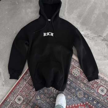 Kadın Kapüşonlu Kanguru Cepli Sweatshirt 3 İplik Pamuklu Baskılı Hoodie - Siyah Kadın Kapüşonlu Kanguru Cepli Sweatshirt 3 İplik Pamuklu Baskılı Hoodie - Siyah
