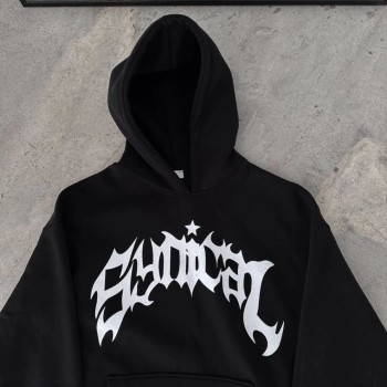 Kadın Kapüşonlu Kanguru Cepli Sweatshirt 3 İplik Pamuklu Baskılı Hoodie - Siyah Kadın Kapüşonlu Kanguru Cepli Sweatshirt 3 İplik Pamuklu Baskılı Hoodie - Siyah