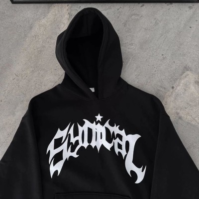 Kadın Kapüşonlu Kanguru Cepli Sweatshirt 3 İplik Pamuklu Baskılı Hoodie - Siyah Kadın Kapüşonlu Kanguru Cepli Sweatshirt 3 İplik Pamuklu Baskılı Hoodie - Siyah