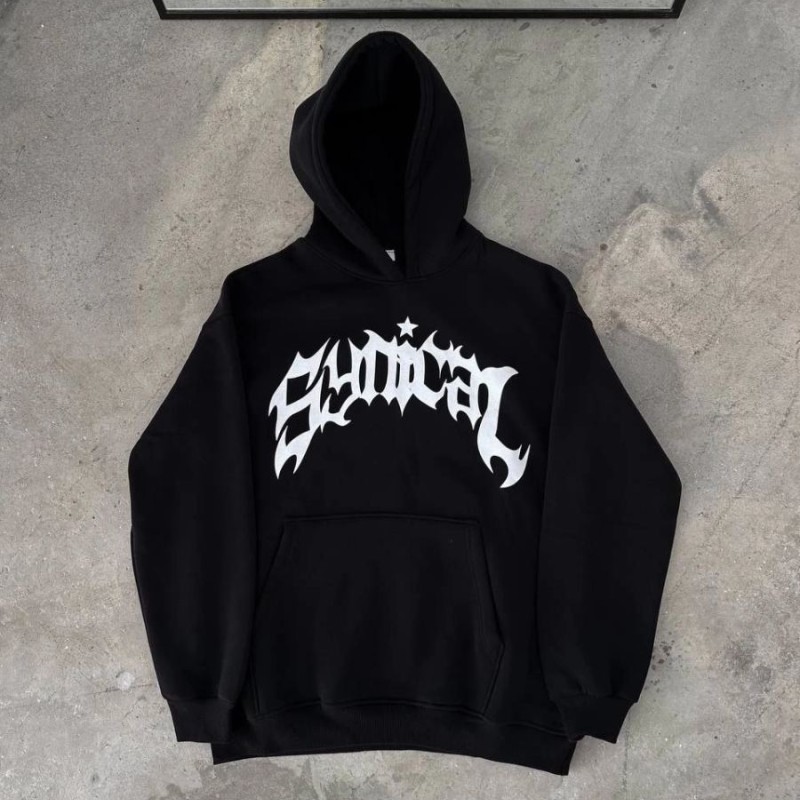 Kadın Kapüşonlu Kanguru Cepli Sweatshirt 3 İplik Pamuklu Baskılı Hoodie - Siyah Kadın Kapüşonlu Kanguru Cepli Sweatshirt 3 İplik Pamuklu Baskılı Hoodie - Siyah