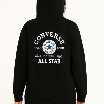 Kadın Kapüşonlu Kanguru Cepli Sweatshirt 3 İplik Pamuklu Baskılı Hoodie - Siyah Kadın Kapüşonlu Kanguru Cepli Sweatshirt 3 İplik Pamuklu Baskılı Hoodie - Siyah