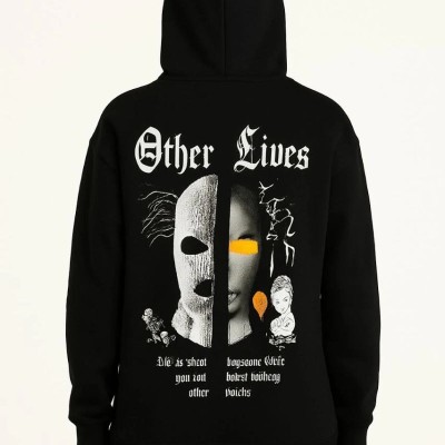 Kadın Kapüşonlu Kanguru Cepli Sweatshirt 3 İplik Pamuklu Baskılı Hoodie - Siyah Kadın Kapüşonlu Kanguru Cepli Sweatshirt 3 İplik Pamuklu Baskılı Hoodie - Siyah
