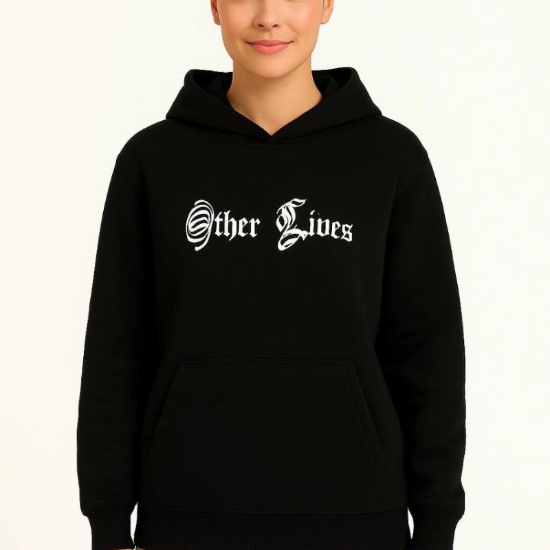 Kadın Kapüşonlu Kanguru Cepli Sweatshirt 3 İplik Pamuklu Baskılı Hoodie - Siyah Kadın Kapüşonlu Kanguru Cepli Sweatshirt 3 İplik Pamuklu Baskılı Hoodie - Siyah