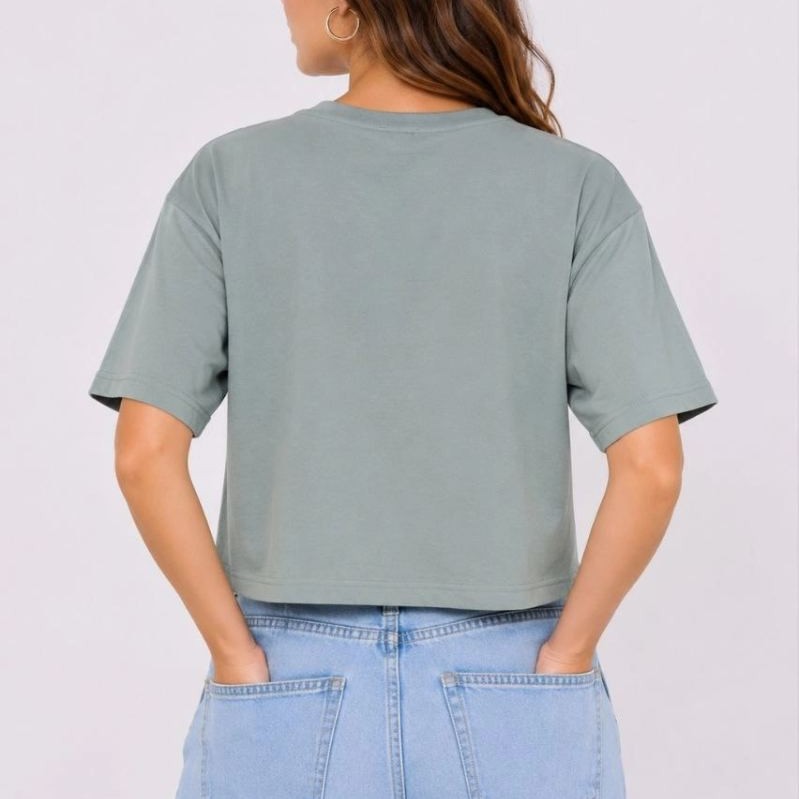 Kadın Kedi Baskılı Oversize Crop Tişört Salaş Basic Yarım Kol T-shirt - Mint Yeşili Kadın Kedi Baskılı Oversize Crop Tişört Salaş Basic Yarım Kol T-shirt - Mint Yeşili