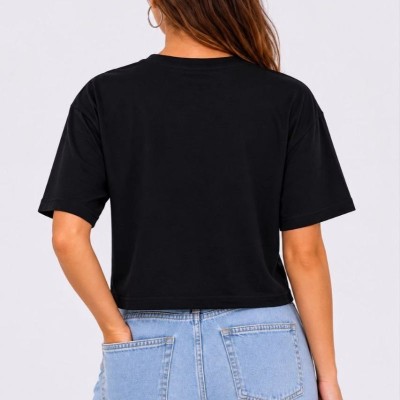 Kadın Kedi Baskılı Oversize Crop Tişört Salaş Basic Yarım Kol T-shirt - Siyah Kadın Kedi Baskılı Oversize Crop Tişört Salaş Basic Yarım Kol T-shirt - Siyah