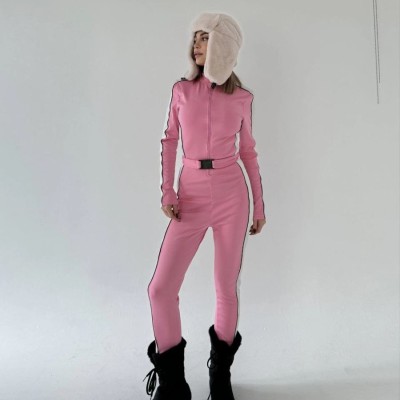 Kadın Kemer Detaylı Fermuarlı Tulum - Pembe Kadın Kemer Detaylı Fermuarlı Tulum - Pembe