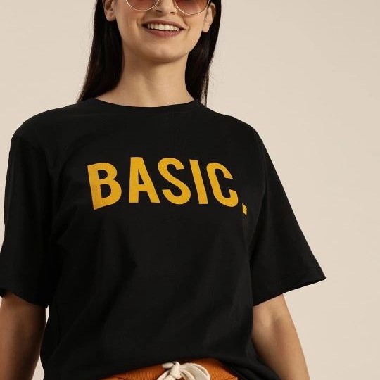 Kadın Kısa Kol Yazlık Tişört Bisiklet Yaka BASIC Baskılı T-Shirt - Siyah Kadın Kısa Kol Yazlık Tişört Bisiklet Yaka BASIC Baskılı T-Shirt - Siyah