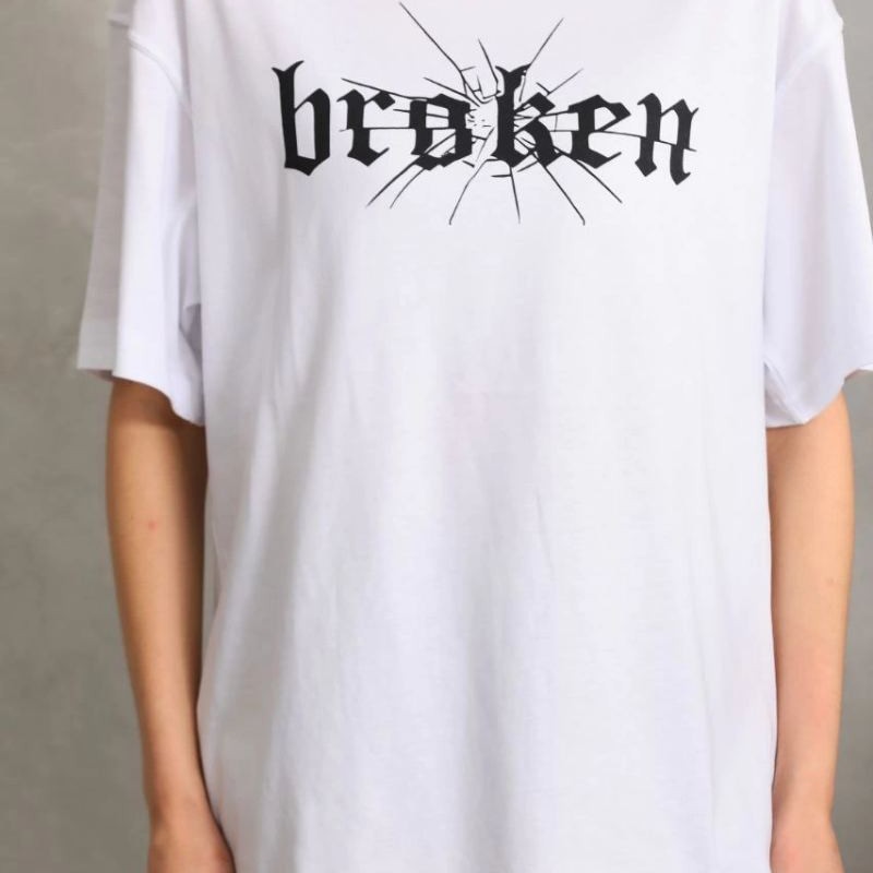 Kadın Kısa Kol Yazlık Tişört Bisiklet Yaka Baskılı Oversize T-Shirt - Beyaz Kadın Kısa Kol Yazlık Tişört Bisiklet Yaka Baskılı Oversize T-Shirt - Beyaz