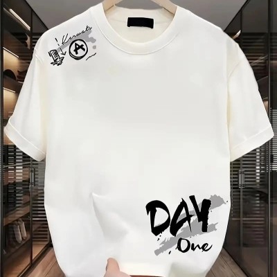 Kadın Kısa Kol Yazlık Tişört Bisiklet Yaka Baskılı Oversize T-Shirt - Beyaz Kadın Kısa Kol Yazlık Tişört Bisiklet Yaka Baskılı Oversize T-Shirt - Beyaz
