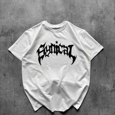 Kadın Kısa Kol Yazlık Tişört Bisiklet Yaka Baskılı Oversize T-Shirt - Beyaz Kadın Kısa Kol Yazlık Tişört Bisiklet Yaka Baskılı Oversize T-Shirt - Beyaz