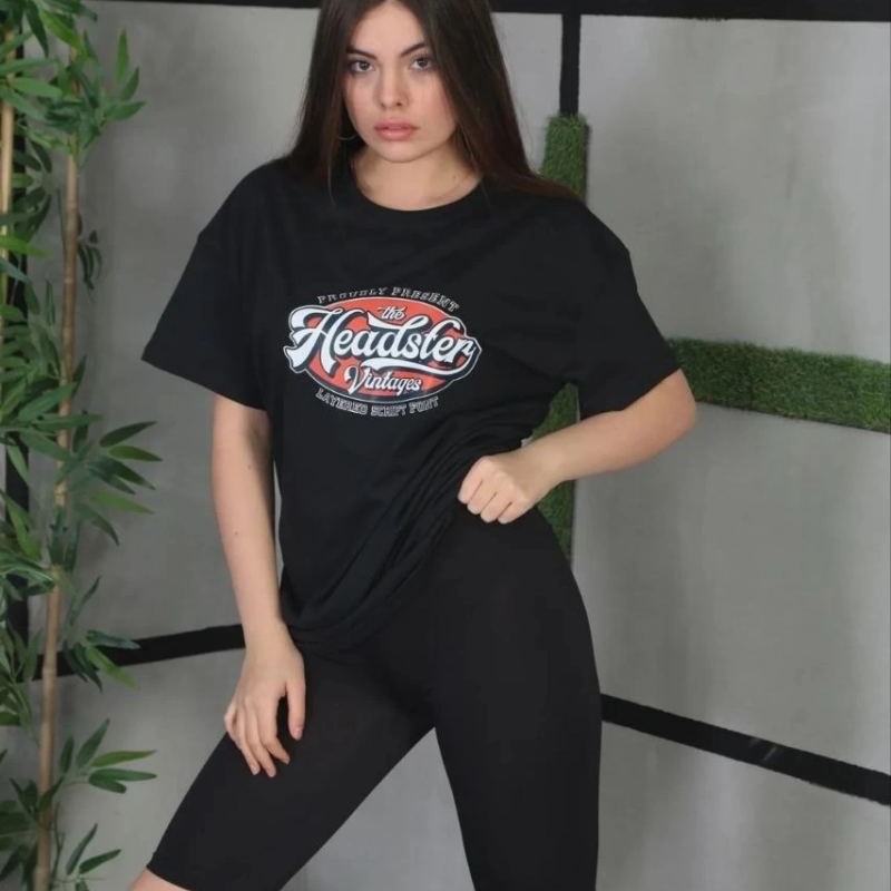 Kadın Kısa Kol Yazlık Tişört Bisiklet Yaka Baskılı Oversize T-Shirt - Siyah Kadın Kısa Kol Yazlık Tişört Bisiklet Yaka Baskılı Oversize T-Shirt - Siyah