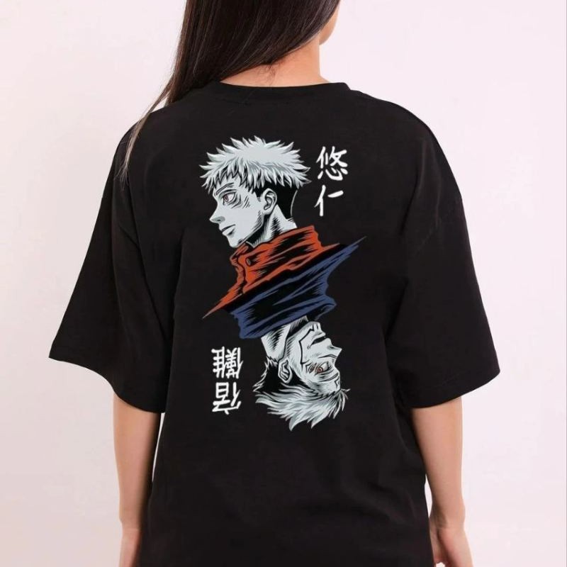 Kadın Kısa Kol Yazlık Tişört Bisiklet Yaka Baskılı Oversize T-Shirt - Siyah