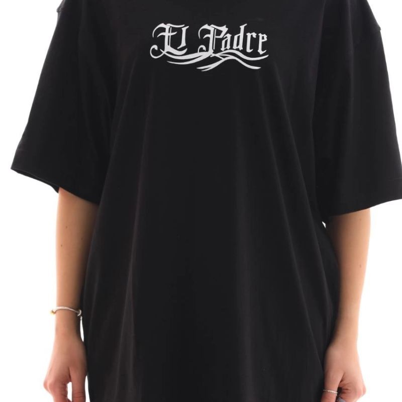 Kadın Kısa Kol Yazlık Tişört Bisiklet Yaka Baskılı Oversize T-Shirt - Siyah Kadın Kısa Kol Yazlık Tişört Bisiklet Yaka Baskılı Oversize T-Shirt - Siyah
