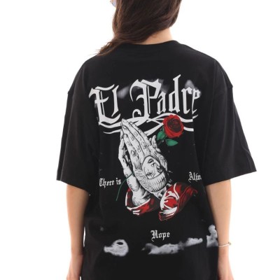 Kadın Kısa Kol Yazlık Tişört Bisiklet Yaka Baskılı Oversize T-Shirt - Siyah Kadın Kısa Kol Yazlık Tişört Bisiklet Yaka Baskılı Oversize T-Shirt - Siyah