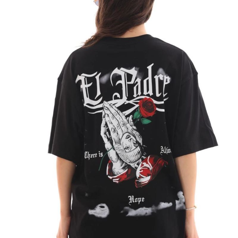 Kadın Kısa Kol Yazlık Tişört Bisiklet Yaka Baskılı Oversize T-Shirt - Siyah Kadın Kısa Kol Yazlık Tişört Bisiklet Yaka Baskılı Oversize T-Shirt - Siyah