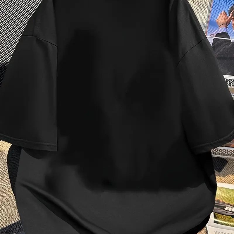 Kadın Kısa Kol Yazlık Tişört Bisiklet Yaka Baskılı Oversize T-Shirt - Siyah Kadın Kısa Kol Yazlık Tişört Bisiklet Yaka Baskılı Oversize T-Shirt - Siyah