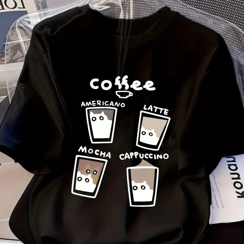 Kadın Kısa Kol Yazlık Tişört Bisiklet Yaka Baskılı Oversize T-Shirt - Siyah Kadın Kısa Kol Yazlık Tişört Bisiklet Yaka Baskılı Oversize T-Shirt - Siyah
