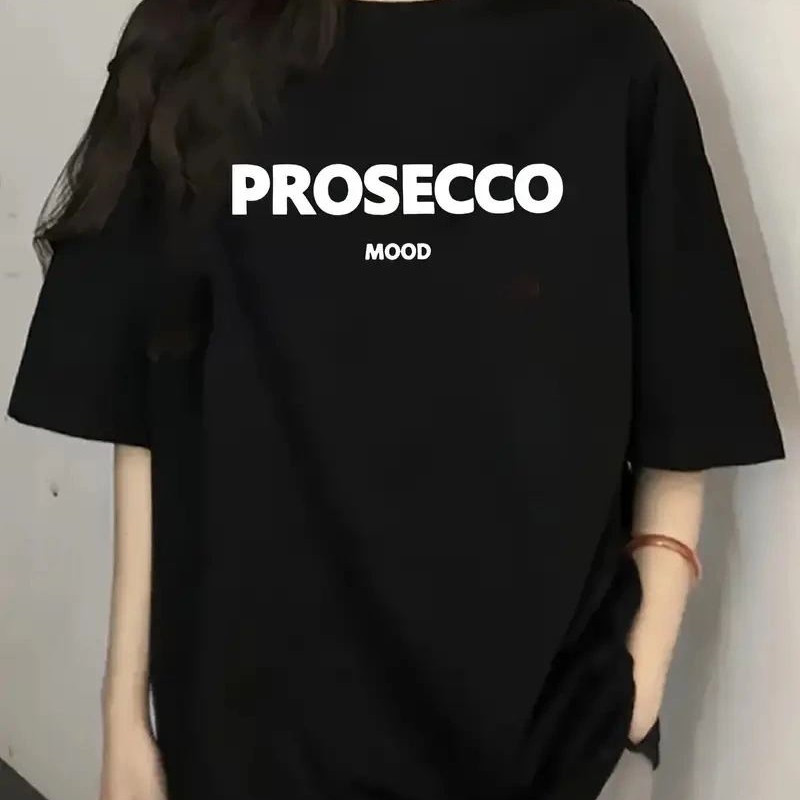 Kadın Kısa Kol Yazlık Tişört Bisiklet Yaka Baskılı Oversize T-Shirt - Siyah Kadın Kısa Kol Yazlık Tişört Bisiklet Yaka Baskılı Oversize T-Shirt - Siyah