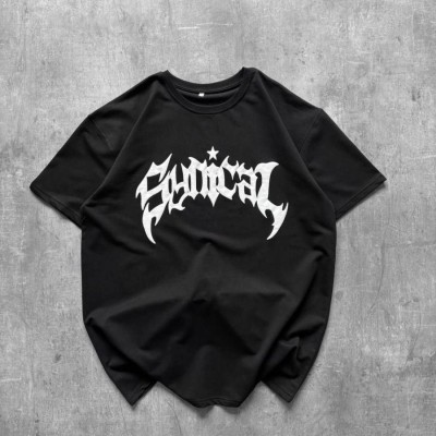 Kadın Kısa Kol Yazlık Tişört Bisiklet Yaka Baskılı Oversize T-Shirt - Siyah Kadın Kısa Kol Yazlık Tişört Bisiklet Yaka Baskılı Oversize T-Shirt - Siyah