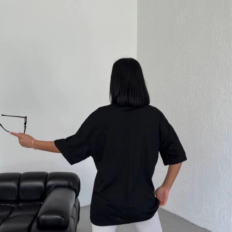Kadın Kısa Kol Yazlık Tişört Bisiklet Yaka Los Angeles Baskılı T-Shirt - Siyah Kadın Kısa Kol Yazlık Tişört Bisiklet Yaka Los Angeles Baskılı T-Shirt - Siyah