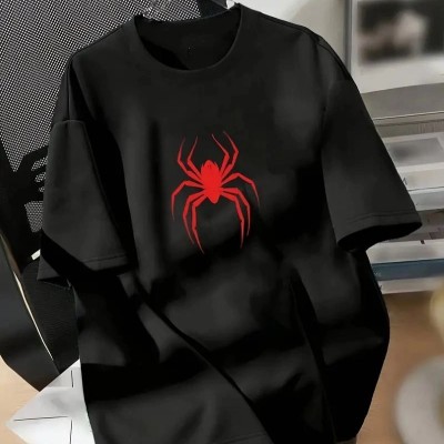 Kadın Kısa Kol Yazlık Tişört Bisiklet Yaka Spider Baskılı T-Shirt - Siyah Kadın Kısa Kol Yazlık Tişört Bisiklet Yaka Spider Baskılı T-Shirt - Siyah