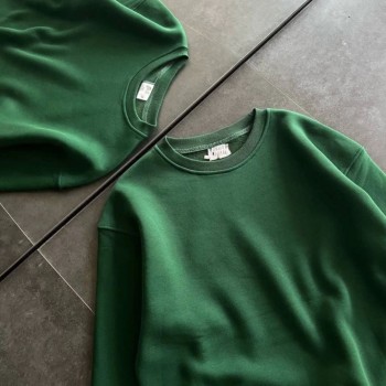 Kadın Kışlık Bisiklet Yaka Üç İplik Basic SweatShirt - Haki