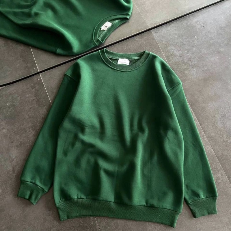 Kadın Kışlık Bisiklet Yaka Üç İplik Basic SweatShirt - Haki Kadın Kışlık Bisiklet Yaka Üç İplik Basic SweatShirt - Haki