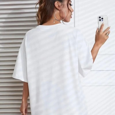 Kadın New York Baskılı Tişort Kısa Kol Bisiklet Yaka T-shirt - Beyaz Kadın New York Baskılı Tişort Kısa Kol Bisiklet Yaka T-shirt - Beyaz
