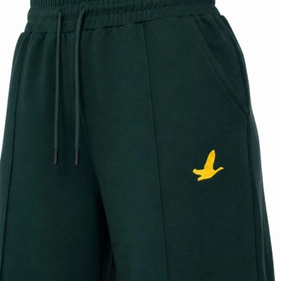 Kadın Osy Modal Yumuşak Dokulu Cima Dikişli Nakışlı Cepli Oversize Bol Paça Eşofman Altı - Yeşil