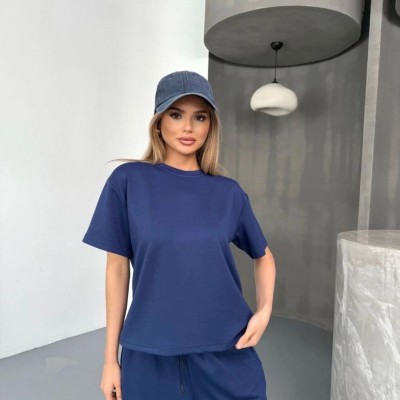 Kadın Osy Modal Yumuşak Dokulu Kumaş Kısa Kollu Bluz Rahat Pantolon ikili Takım- Lacivert Kadın Osy Modal Yumuşak Dokulu Kumaş Kısa Kollu Bluz Rahat Pantolon ikili Takım- Lacivert