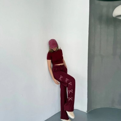 Kadın Osy Modal Yumuşak Dokulu Kumaş Nakış işlemeli Rahat Bol Paça Eşofman Pantolon - Bordo Kadın Osy Modal Yumuşak Dokulu Kumaş Nakış işlemeli Rahat Bol Paça Eşofman Pantolon - Bordo