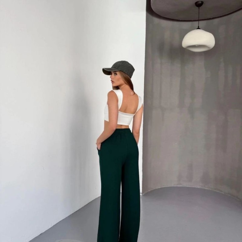 Kadın Osy Modal Yumuşak Dokulu Kumaş Nakış işlemeli Rahat Bol Paça Eşofman Pantolon - Yeşil Kadın Osy Modal Yumuşak Dokulu Kumaş Nakış işlemeli Rahat Bol Paça Eşofman Pantolon - Yeşil