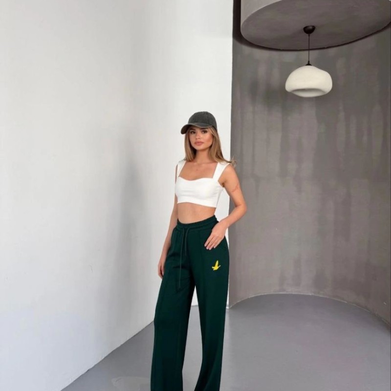 Kadın Osy Modal Yumuşak Dokulu Kumaş Nakış işlemeli Rahat Bol Paça Eşofman Pantolon - Yeşil Kadın Osy Modal Yumuşak Dokulu Kumaş Nakış işlemeli Rahat Bol Paça Eşofman Pantolon - Yeşil