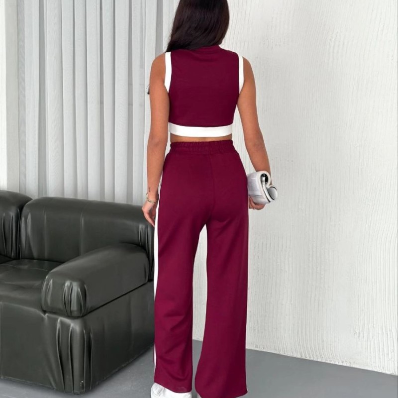 Kadın Osy Modal Yumuşak Dokulu Kumaş Tam Fermuarlı Crop Pantolon İkili Takım - Bordo Kadın Osy Modal Yumuşak Dokulu Kumaş Tam Fermuarlı Crop Pantolon İkili Takım - Bordo