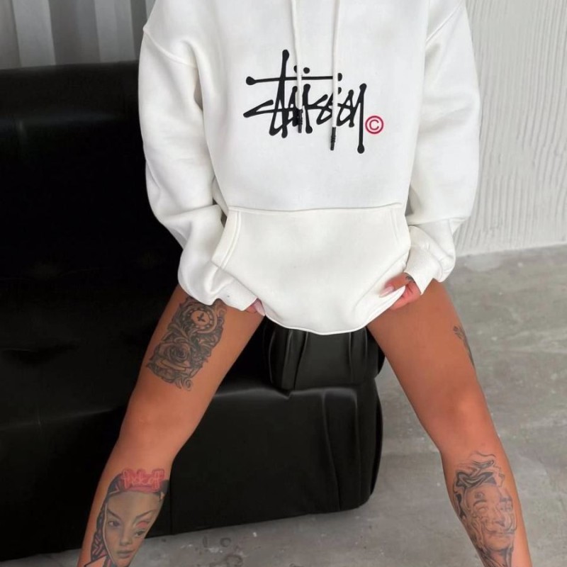 Kadın Oversize Kapüşonlu Cepli Baskılı 3 İplik Pamuklu Hoodie Sweatshirt - Beyaz Kadın Oversize Kapüşonlu Cepli Baskılı 3 İplik Pamuklu Hoodie Sweatshirt - Beyaz