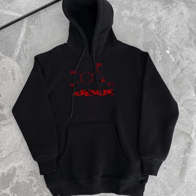 Kadın Oversize Kapüşonlu Cepli Baskılı 3 İplik Pamuklu Hoodie Sweatshirt - Siyah Kadın Oversize Kapüşonlu Cepli Baskılı 3 İplik Pamuklu Hoodie Sweatshirt - Siyah