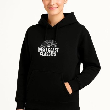 Kadın Oversize Kapüşonlu Cepli Baskılı 3 İplik Pamuklu Hoodie Sweatshirt - Siyah Kadın Oversize Kapüşonlu Cepli Baskılı 3 İplik Pamuklu Hoodie Sweatshirt - Siyah