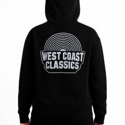 Kadın Oversize Kapüşonlu Cepli Baskılı 3 İplik Pamuklu Hoodie Sweatshirt - Siyah Kadın Oversize Kapüşonlu Cepli Baskılı 3 İplik Pamuklu Hoodie Sweatshirt - Siyah